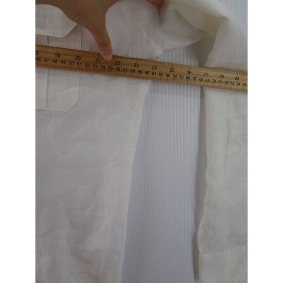 Inserch Shirt XL Linen Button Up Military Flap Pockets Collared Woven - Picture 5 of 9